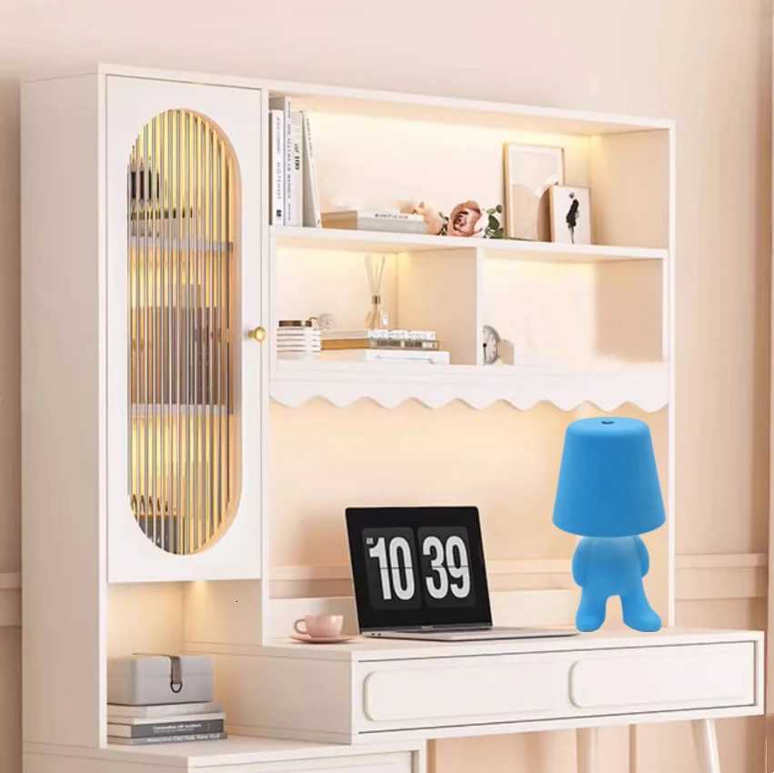 Modern Touch LED Table Lamp with USB - 3 Level Dimmable Silver Thinker Statue Design for Restaurant Bar Bedroom Living RoomM251125