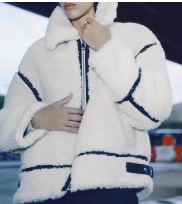 Mall Style Sheep Fur Fleece Jacket Autumnwinter Warm Comfortable Slimming Motorcycle Clipon Leather Coat 241025