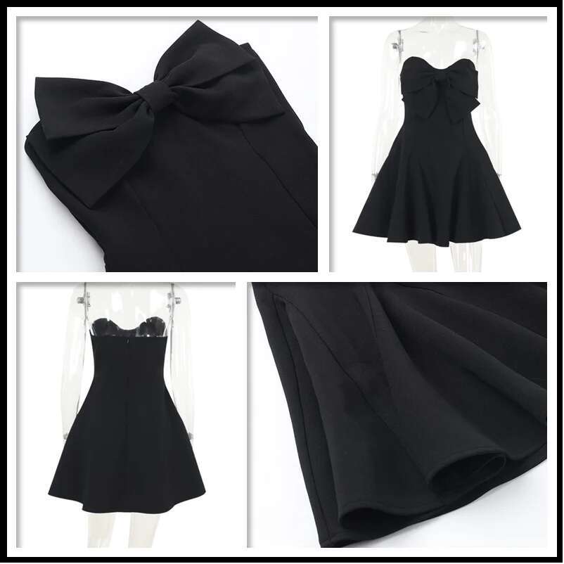 Dongdumaoyi Townlike Elegant Bow Waist Wrap A Line Dress Women Strapless Mini Summer Backless Nightclub Sexy Party Dresses