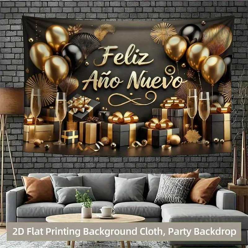 VIKAMA Spanish New Year Tapestry Balloon Champagne Living Room Background Wall New Year Party Room DecorationM251125