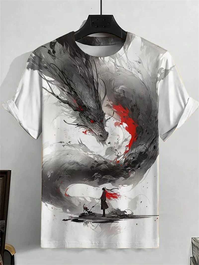 Japanese ukiyo-e mens graphic T-shirt fashion trend short sleeved 3D printed summer T-shirt cool streetwear Harajuku T-shirt W250425