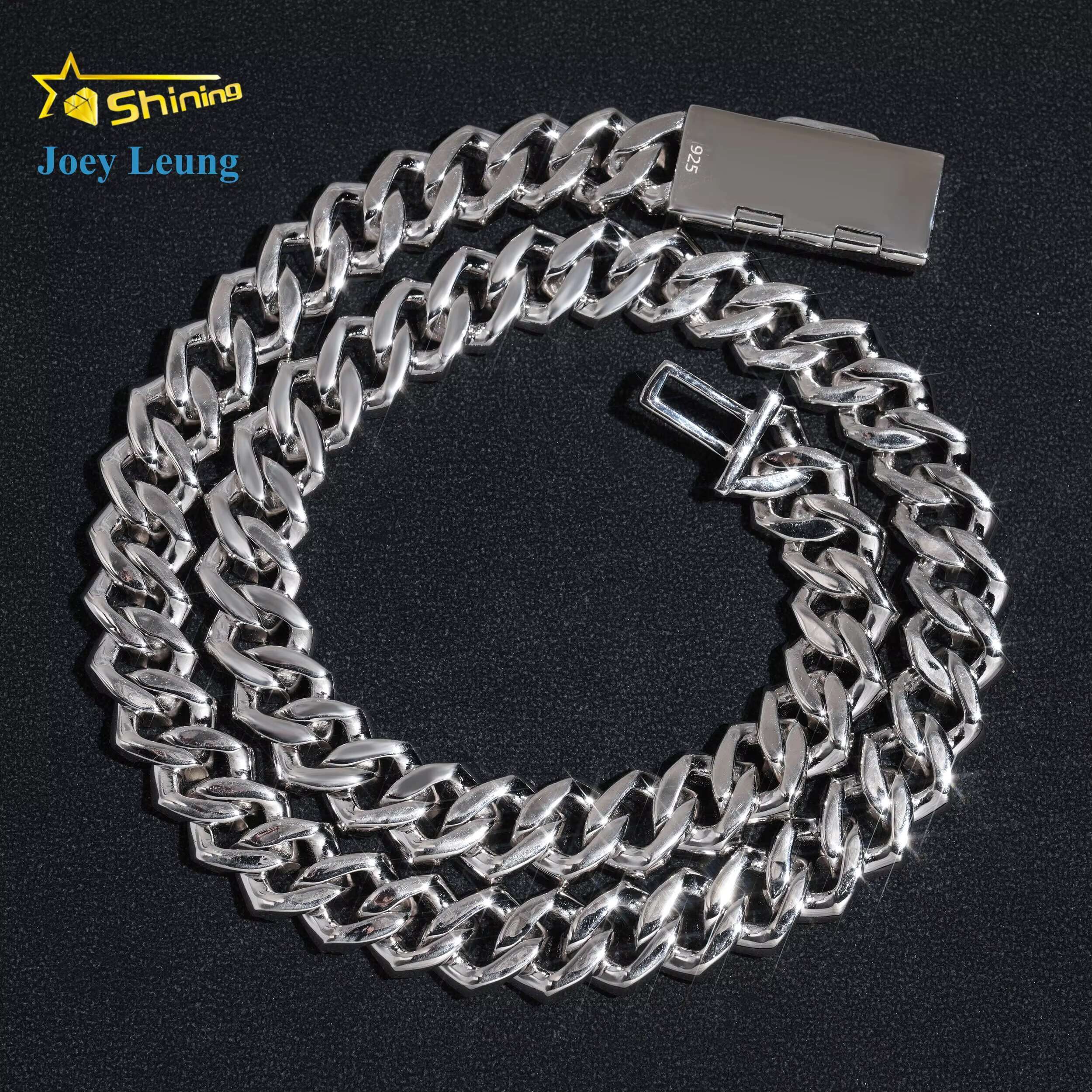 Hip Hop Style 13mm Width 3 Rows Cuban Necklace 925 Silver Iced Out Diamond Bracelet Vvs Moissanite Cuban Link Chain