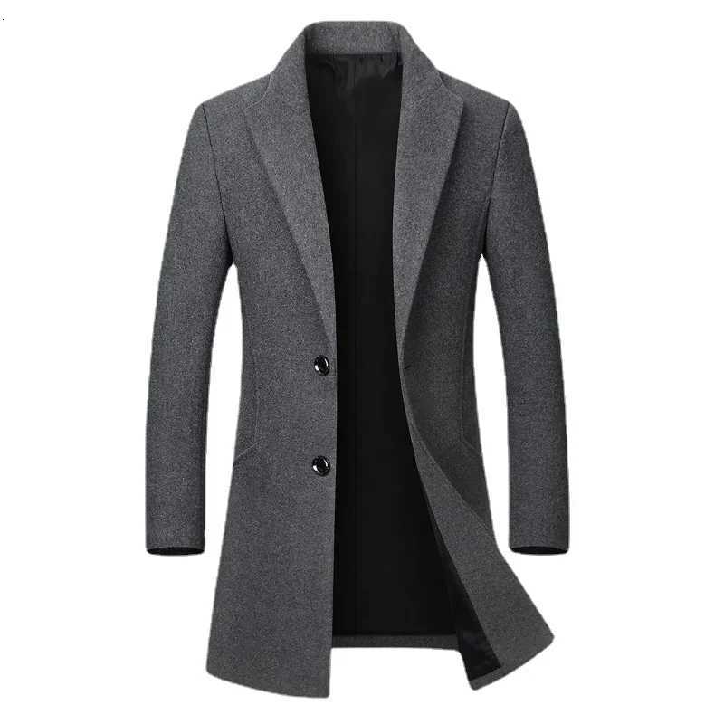 New Winter Men Cashmere Trench Coats Wool Blends Overcoats Business Casual Trench Long Jackets Male Slim Blends Coats Size 4XLT251125