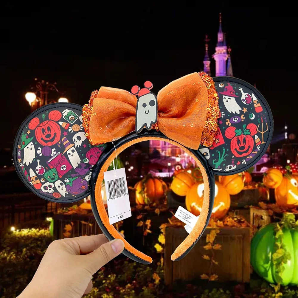 Disney Mickey Mouse Ears Hair Halloween Plush Headband with Cartoon Minnie Ears Birthday Party Decoration X250425