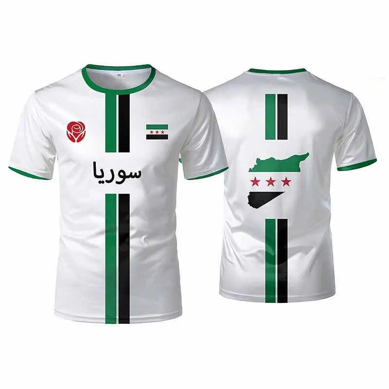 Syrian football sports T-shirt mens 3D printed Syrian graphic flag short sleeved street oversized T-shirt top football T-shirt W250425