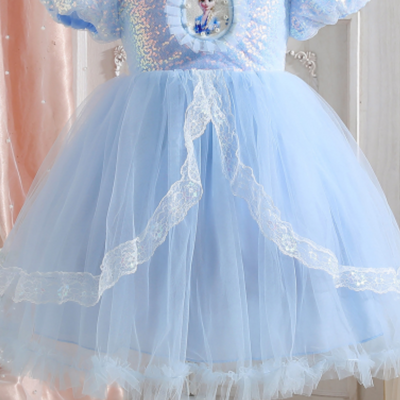 DISNEY baby clothes kids designer clothes Frozen Elsa princess Girls' mesh design dress birthday party outfit holiday beach attire.