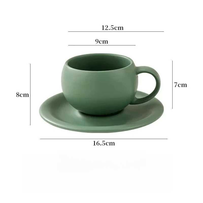 Vintage Egg-shaped Ceramic Coffee Cup And Saucer Set for Home Use - Light Luxury Simple Latte Art Embossed Cappuccino Y251125