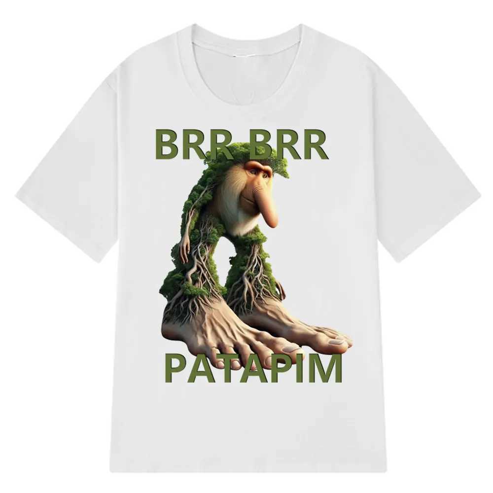 Brr Patapim T-shirt Funny Italian Brainrot Meme Graphic T-shirt Mens Summer 100% Cotton Comfortable Soft O-neck T-shirt Top W250425