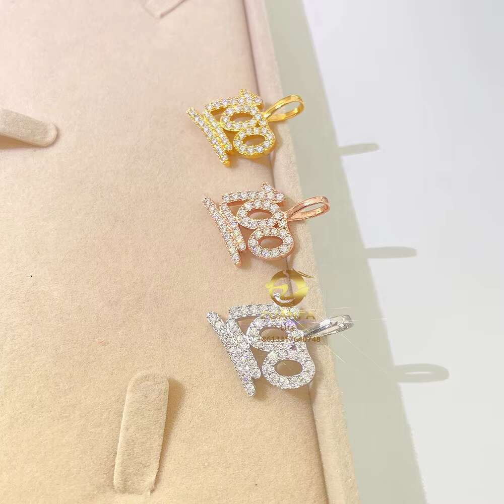 Pass Diamond Tester 100% Moissanite Jewelry Roses Gold Plated Sterling Silver Charms Round Diamond Pendant Necklace
