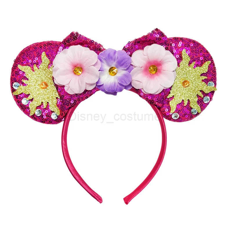 Disney Latest Mickey Mouse Ear Headband Cartoon Glitter 5 Bow Headband Girl Festival DIY Hair Accessories X250425