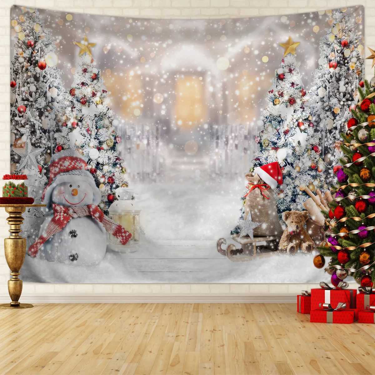 1pc Christmas tapestry Christmas tree snow scene photography background cloth Christmas event party shooting screenM251125