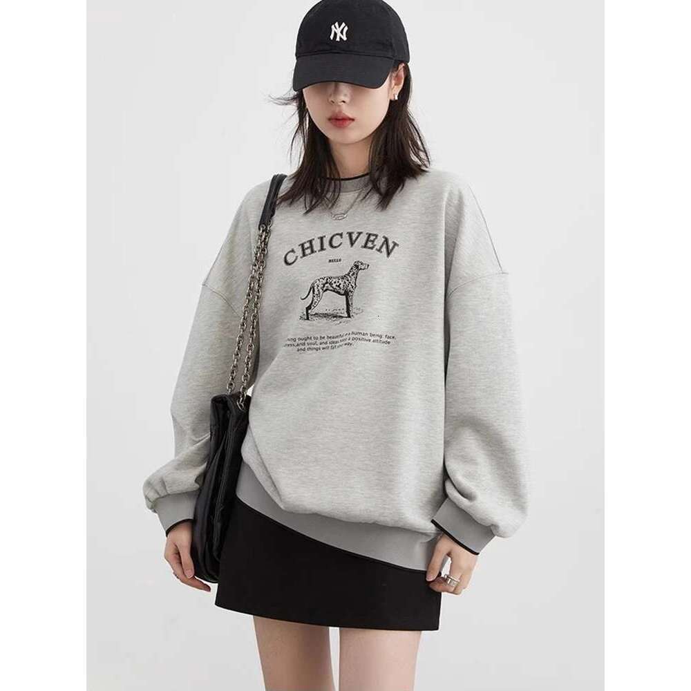 CHIC VEN Women T-Shirts Streetwear Loose Casual New O Neck Letter Print Female Tops Long Sleeved Pullover Tee Spring Autumn 2024