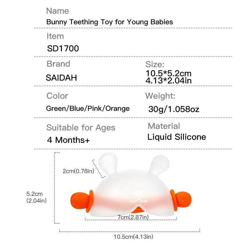 Soothe the Teeth Bunny Teething Toy with Hidden Handle - Anti-Thumb Sucking Design Soft Silicone Easy Grip for Youngsters G251125