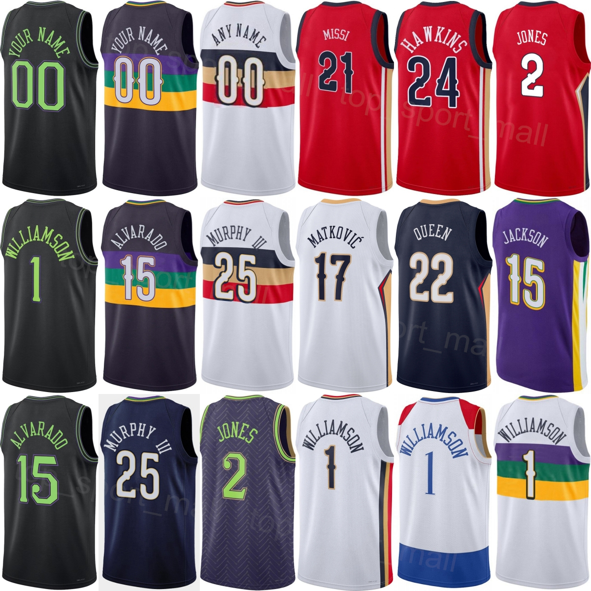 Print 2026 City Basketball Zion Williamson Jerseys 1 Kid Man Women Trey Murphy III 25 Poole 3 Jeremiah Fears 0 Derik Queen 22 Saddiq Bey 41 Herbert Jones 2 Red White