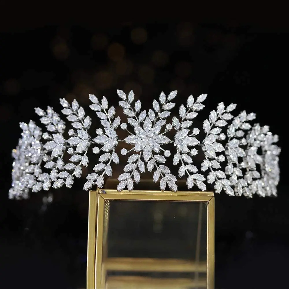 Bridal Headpieces Wedding Hair Jewelry Accessories Cubic Zirconia CZ Elegant Bride Tiaras Crowns For Women Prom Headdress 250420