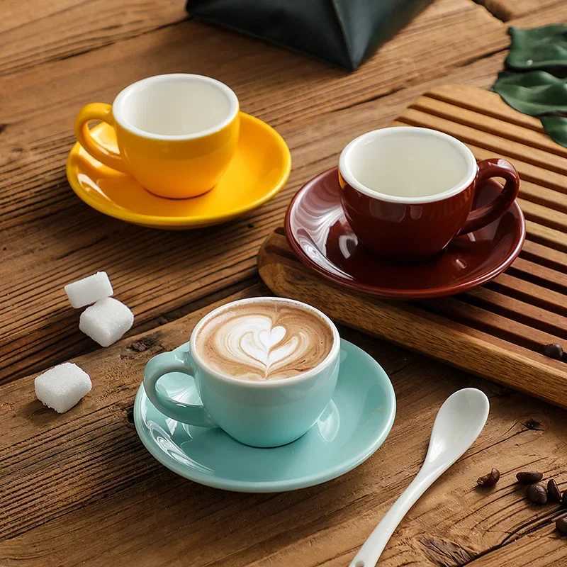 75ml Cappuccino Creative Cup Latte Art Cup Coffee Cup Dish Set European Colored Afternoon Tea Cup Water Cup Espresso Cup Y251125