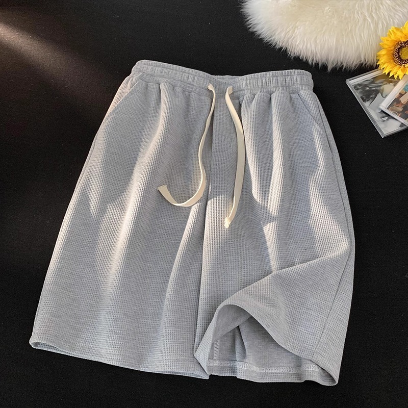 Shorts Men's Summer 2025 Solid Color Waffle Large Loose Basketball Running Beach Five Point Casual Sports Pants