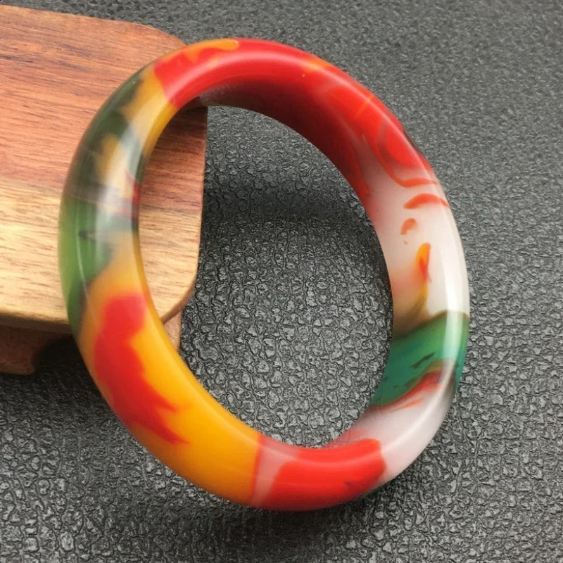 Outer Mongolia Bracelet Gold Silk Jade Bracelet Colorful Widen and Thicken Jade Bracelet Womens Safeness Bracelet 250424
