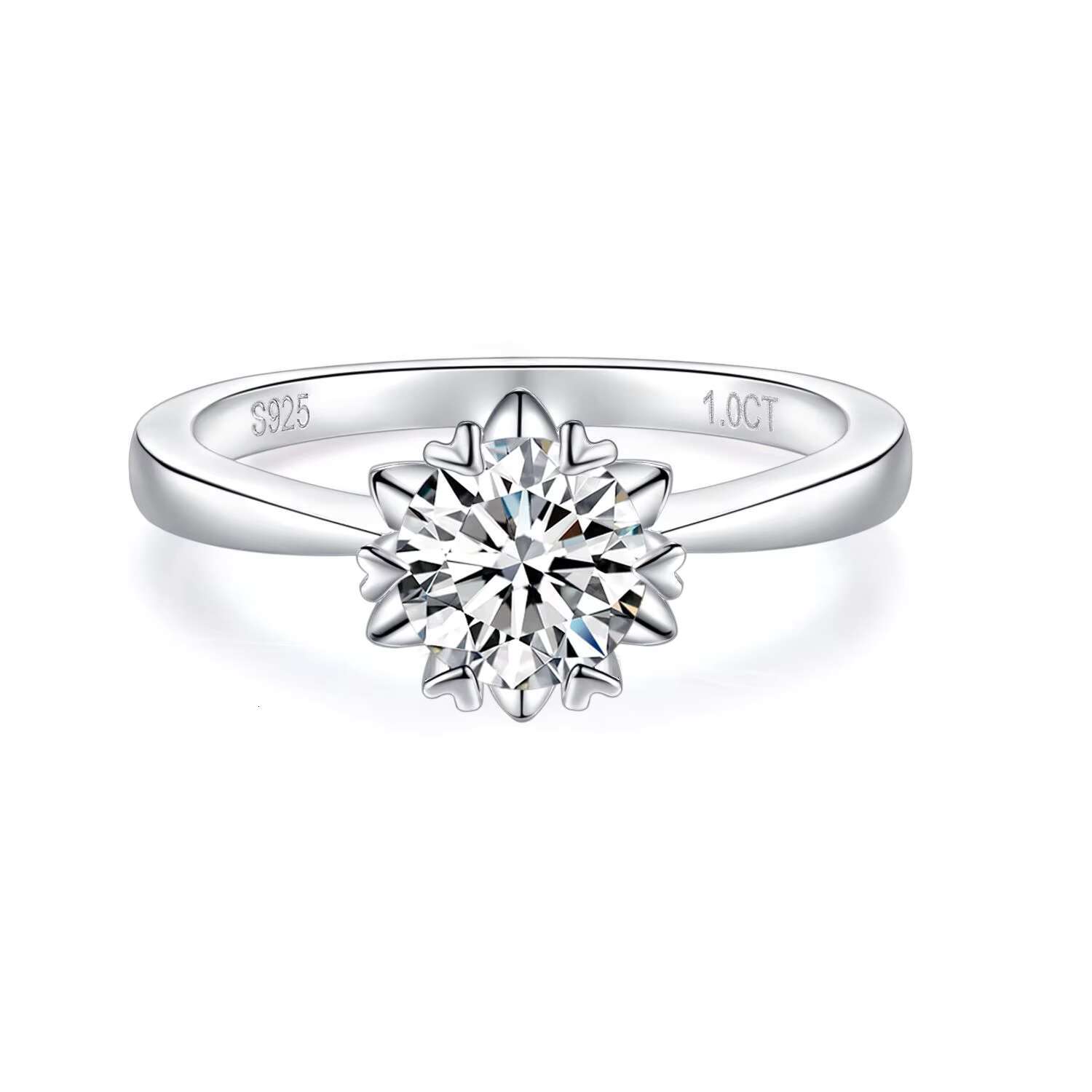 Custom Made 1CT 6.5mm Lab Diamond Moissanite Engagement Ring VVS Clarity Sterling Silver for Weddings Gifts Parties