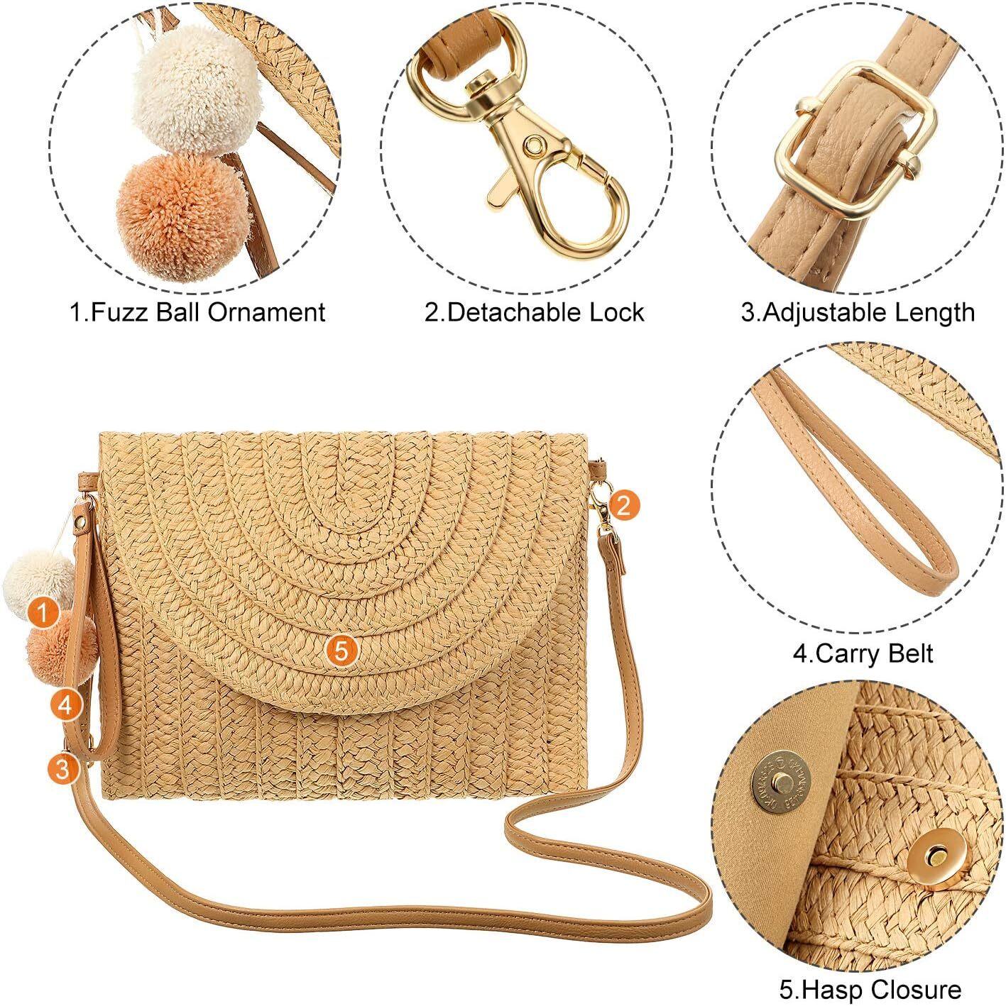 Shoulder Bag Women Straw Clutch Crossbody Wallet