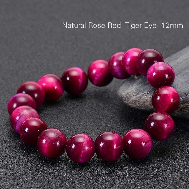 6-12mm Natural Stone Beads Bracelet Charm Pink Red Tiger Eye Stone Bracelets for Women Men Elastic Rope Bangle Yoga Jewelry Gift J251125
