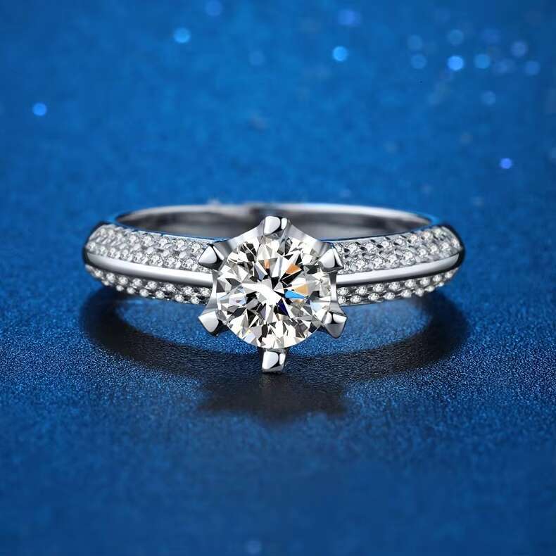 Fine Jewelry 1.0CT VVS Moissanite Diamond Ring GRA Certificate 925 Sterling Silver Anniversary Gift Women Wedding Ring