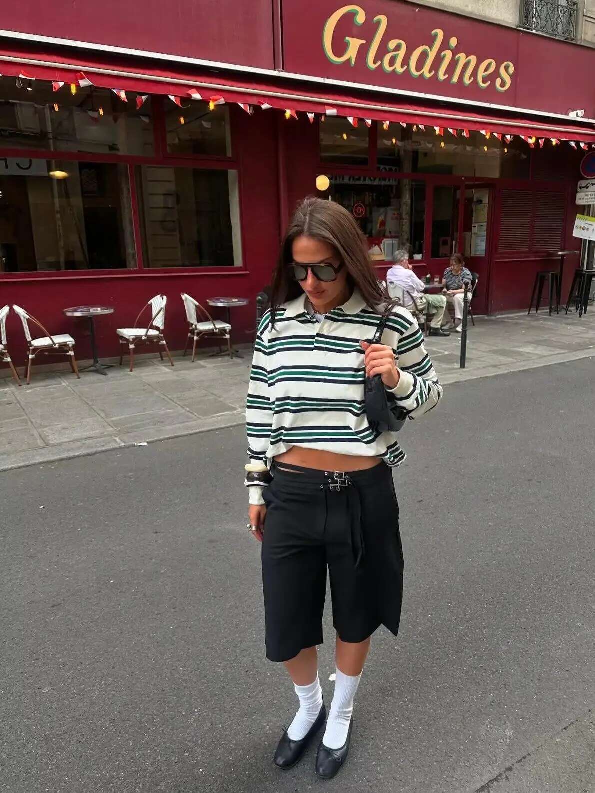 Summer 2025 Woman Long Sleeve Women Striped Vintage Clothes Polo Shirts Mujer Streetwear Casual Tops Brown