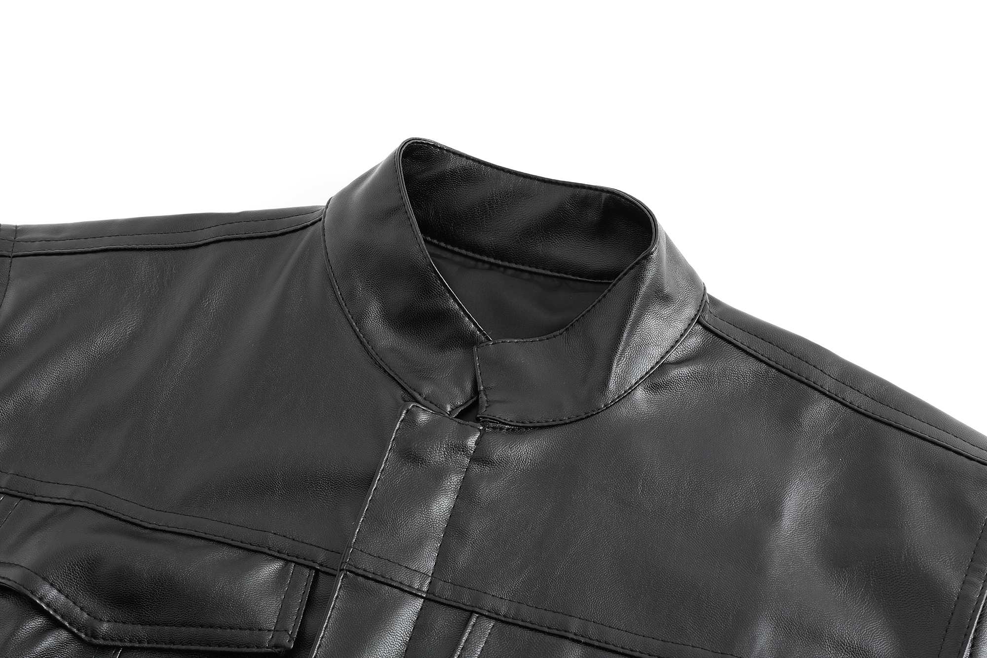 Men's Classic Motorcycle PU PU Leather Vest Casual Black Punk Vest Sleeveless Jacket