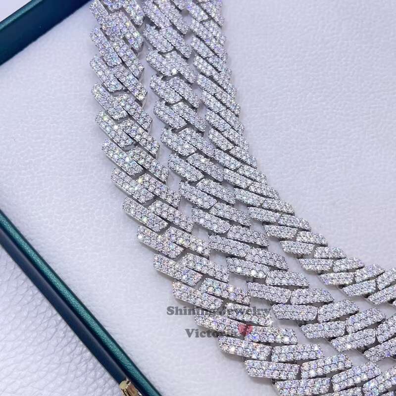 Hip Hop Necklace Bling 10mm 13mm 15mm Iced Out GRA Certificate Vvs Moissanite Cuban Chain