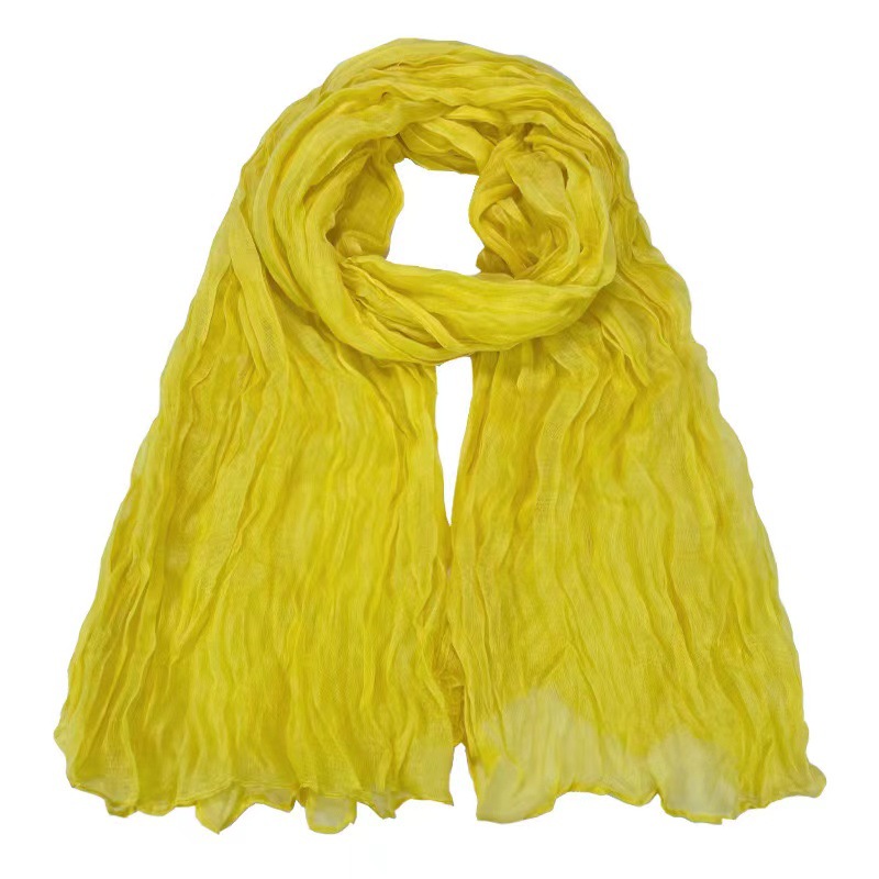 K517 Scarf wholesale gift winter solid color Bali yarn new style pleated neck scarf wrinkled scarf head scarf spot