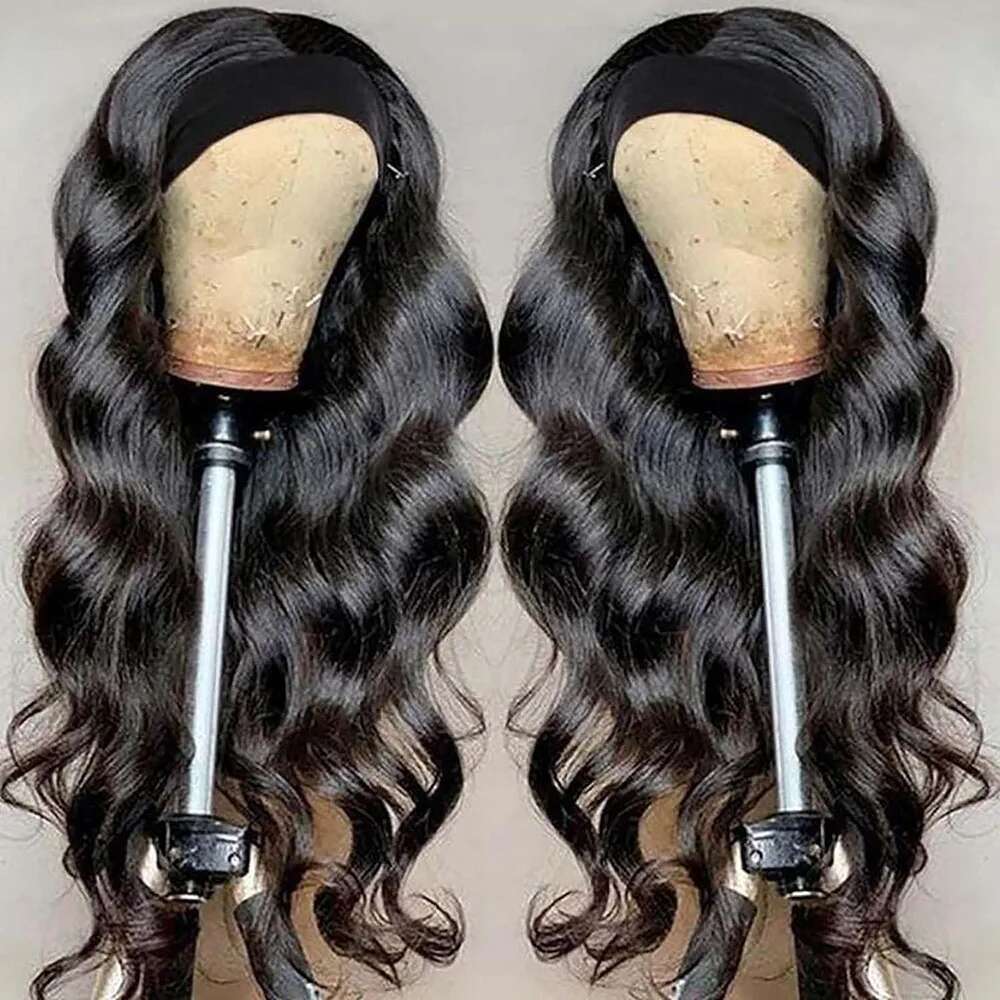 Hine Made Wig Ready To Wear Headband Body Wave Remy Human Hair Wigs For Women