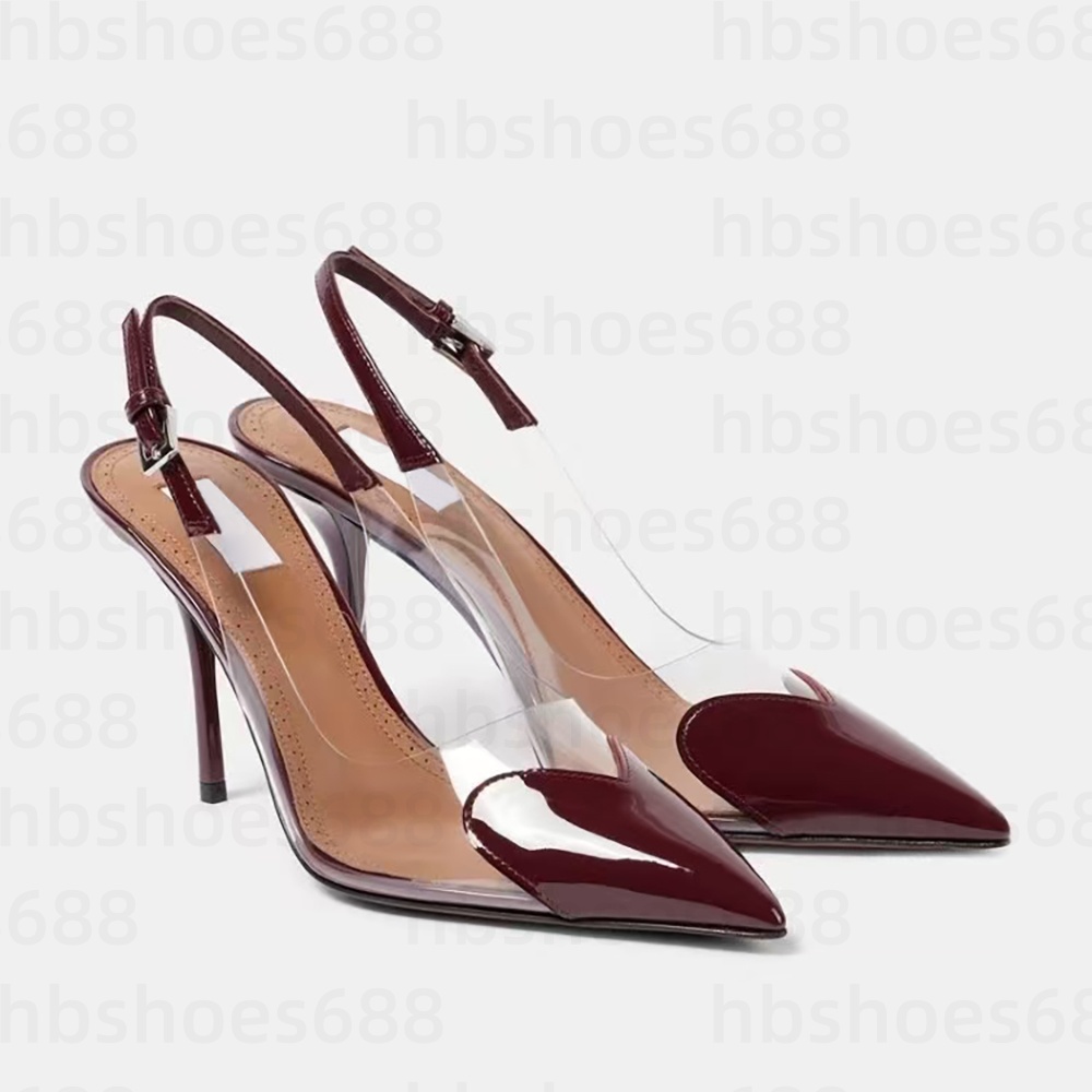 Luxury Patent leather Stiletto Heel sandals Pumps mules women's Pointed Toes Designer Slingbacks dress shoes Business Party Evening Shoes size 35-43 with box