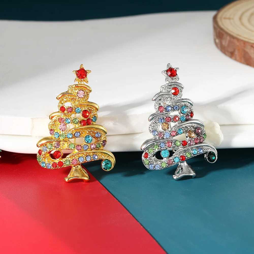 Novelty Luxury Pretty Christmas Tree Collection Crystal Brooches Full Colorful Rhinestone Paved Lapel Pins Xmas Gift J251125