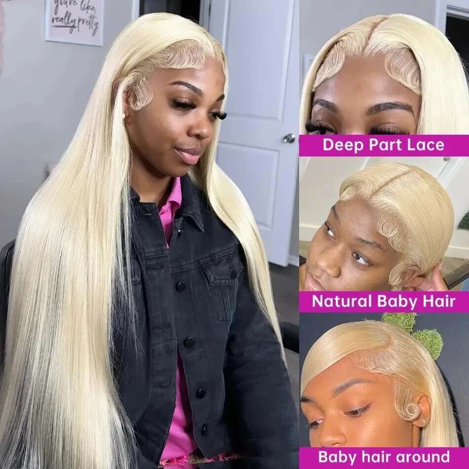 613 Blonde Colored Hd Transparent Lace Frontal Wig Human Hair 13X6 13X4 Straight 200 Density For Women Brazilian Wigs