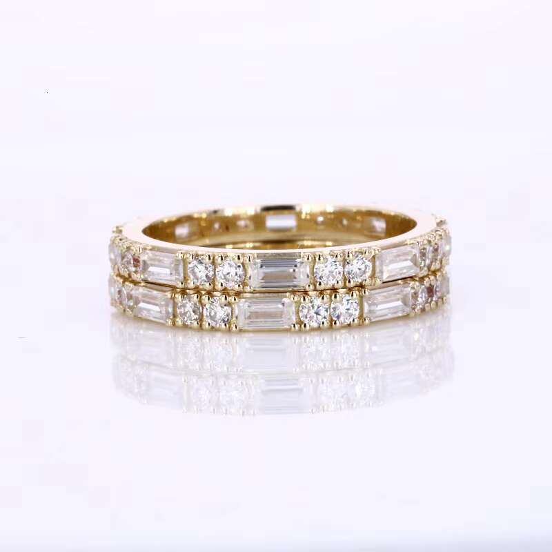 Starsgem Yellow Gold Jewelry baguette Step Cut DEF VVS Moissanite 14k Solid Gold Ring