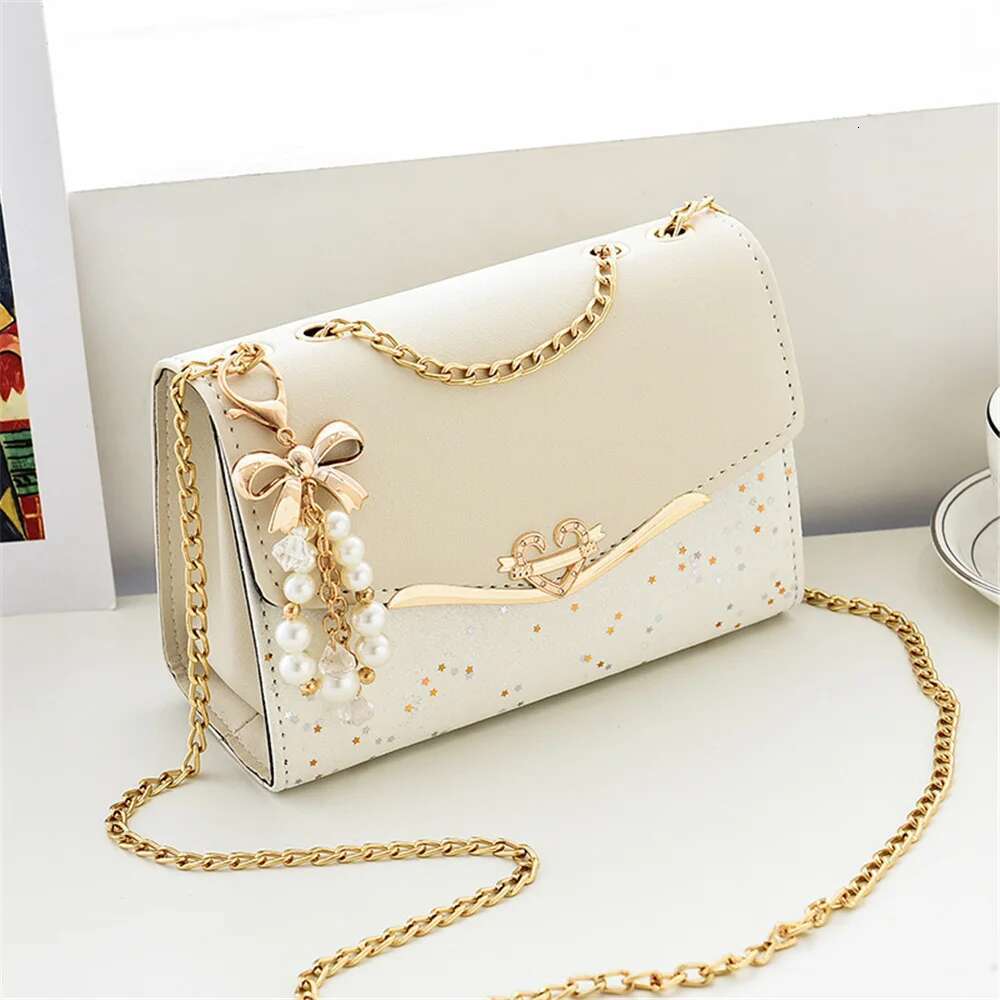 Fashion Messenger Bag Women Trendy Sequin Single Shoulder Bags Mobile Phone Pouch Ladies PU Leather Handbag With Tassel Pendant