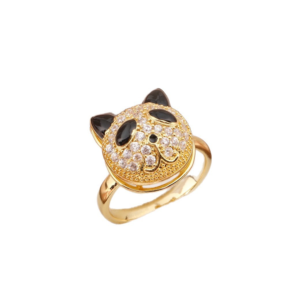 Rotatable ring cute little panda ring Designer Love Ring Heart Band Rings for Men and Women Luxury Fashion Jewelry Unisex Ring Gold Silver Rose Ring W - view 9