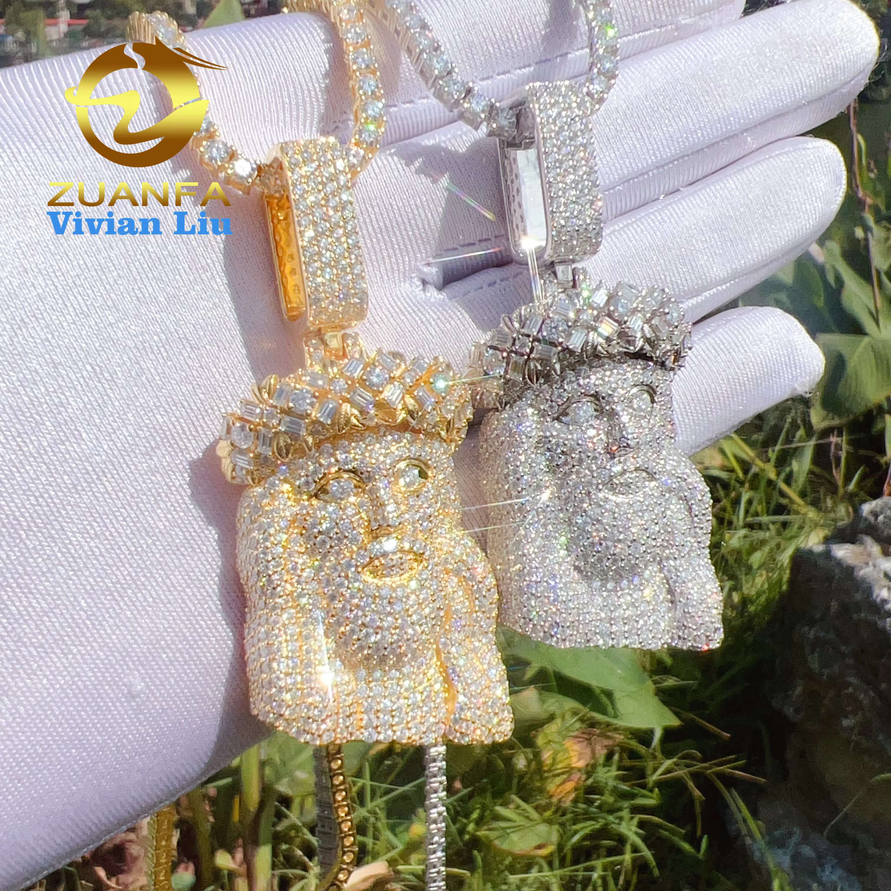 Pass Diamond Tester Vvs Moissanite 925 Sterling Silver Hip Hop Iced Out Custom Jesus Pendant