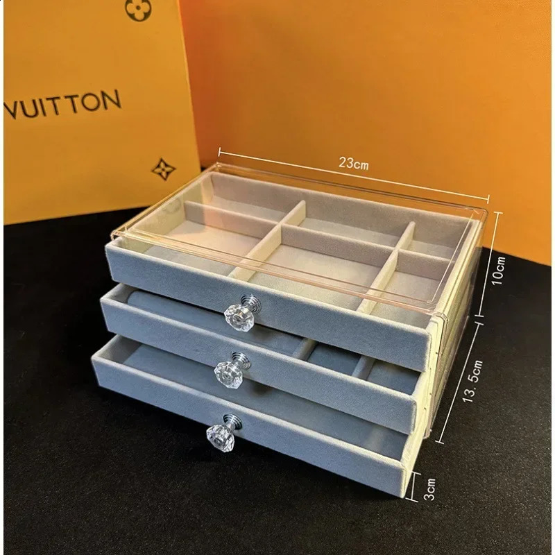 Acrylic Jewelry Organizer-3-5 Drawers Stackable Display Storage Earrings Necklace Velvet Bracelets Box Holder Case for Women 250424