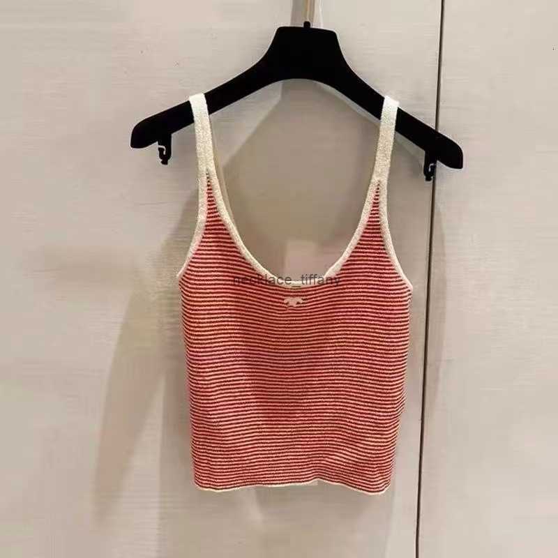 vintage womens designer letter c tanks camis stripes knitted vest sleeveless sweater channels chanellies tank top s1