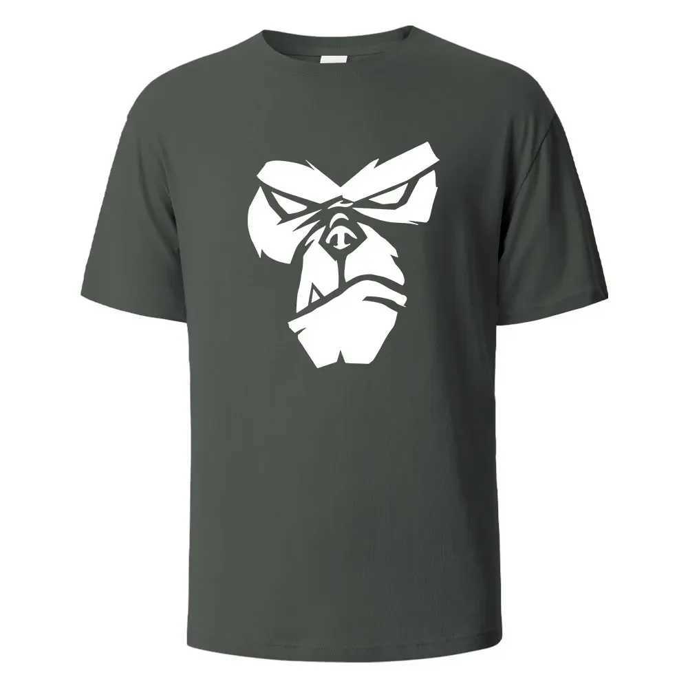 Gorilla Face Print Mens Summer T-shirt 100% cotton O-neck oversized casual short sleeved top W250425
