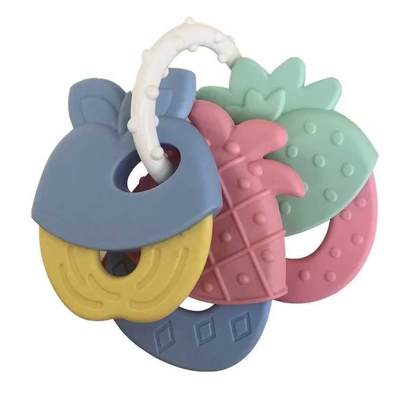 Baby Fruit Style Soft Rubber Rattle Teether Toy Newborn Chews Food Grade Silicone Teethers Infant Training Bed Toy Chew Toys Kid G251125