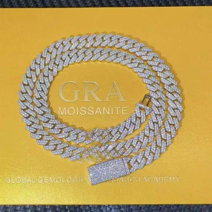 8MM VVS Moissanite Necklace with 925silver Necklace Custom Sized Cuban Chain Hip Hop Style Chain