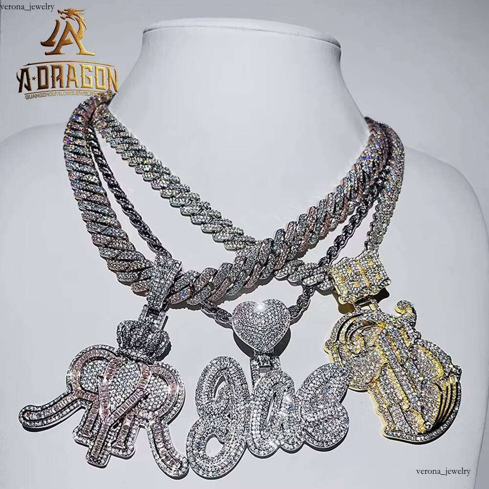 Luxurious Custom Iced Out Hip Hop Logo Pendant VVS Moissanite Jewelry, High-Quality Finish