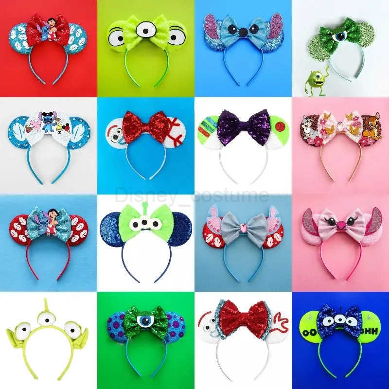 Disneymini Mouse Ear Headband Female Cute Mickey Mouse Hair Girl Shining Bow Elastic Hair Accessories Childrens Role Play X250425