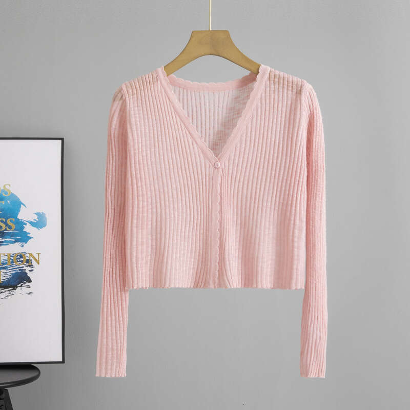 Womens Designer Clothing Solid Color Slim Fit Cardigan Knitted Jacket for Womens Summer New Outfit Thin Style Sun Protection Shirt Versatile Short Top