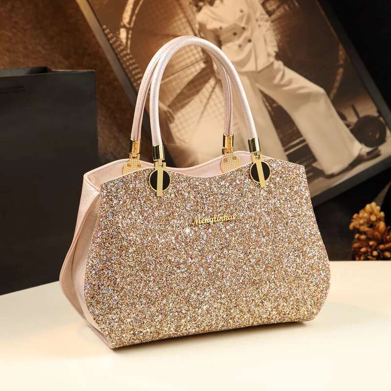 Spring new patent leather crocodile-print rhinestone handbag banquet dress large-capacity one-shoulder cross-body women's bag