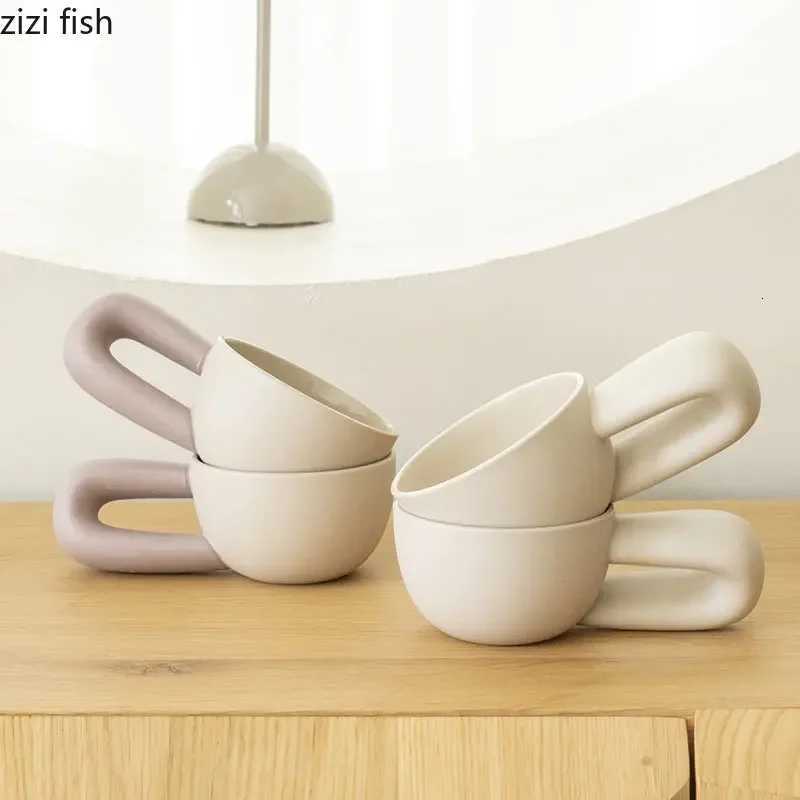 Beige Ceramic Mug with Handle Coffee Cup Office Afternoon Tea Mug Milk Mugs Juice Cups Water Cup Breakfast Cups Drinkware Y251125