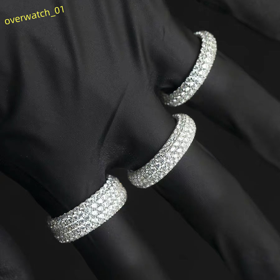 Fashion Design 925 Solid Silver With Iced Out GRA Round Moissanite Diamond for Mens Hiphop Ring