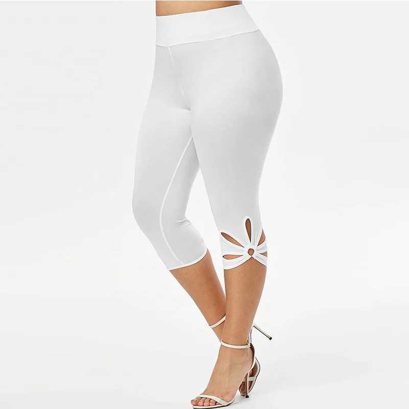 Womens plus size elastic basic leg summer elastic waist seamless casual leg shorts capri legC250425